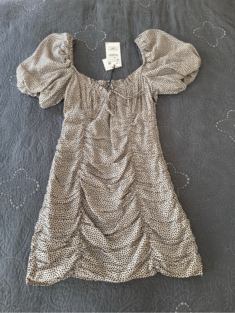 Zara Cream and Black Polka Dot Dress